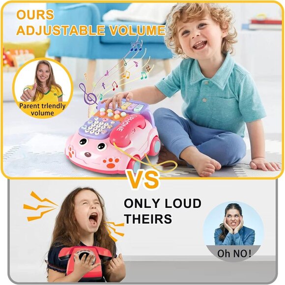 Pink Baby Toy Phone Cartoon Baby Piano Music Light Toy Children Pretend Phone - Picture 6 of 6